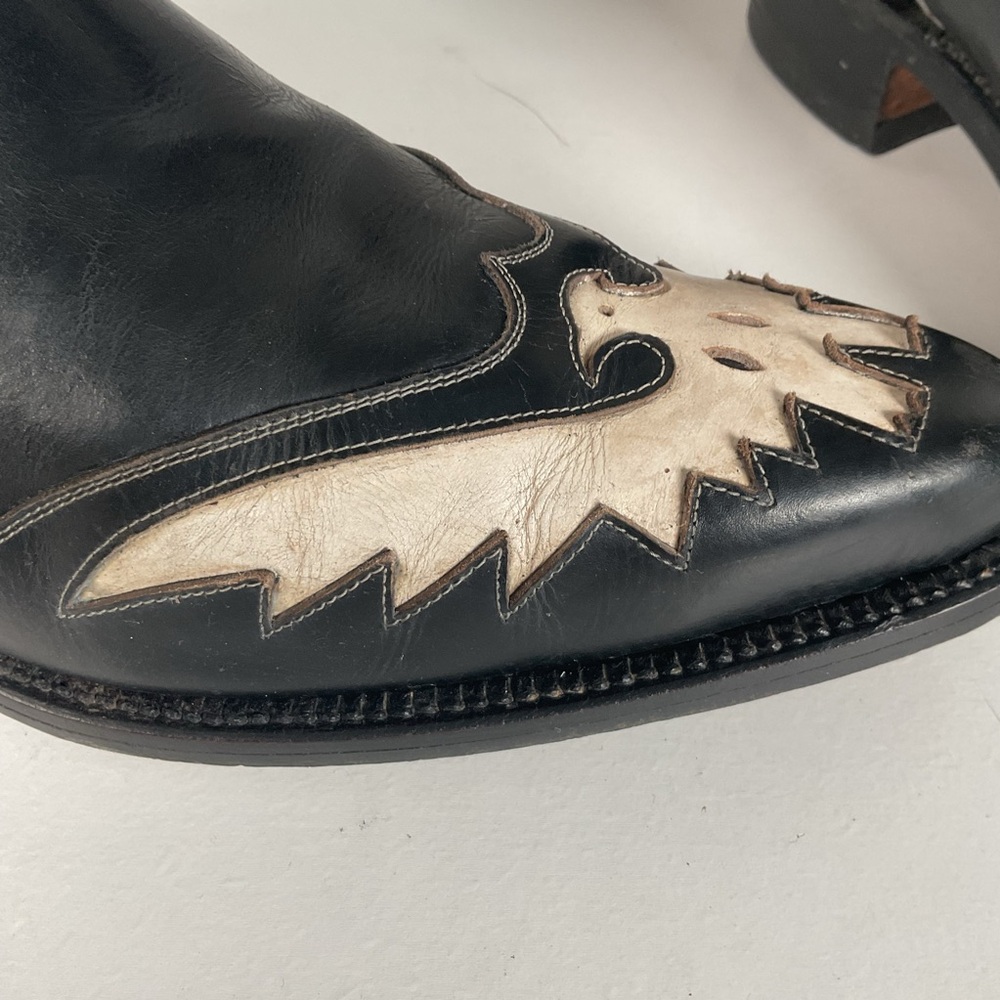 Vintage Thunderbird Cowboy Boots | Tooled Inlays | Mule Ear | 1960s | Men’s 9 - Picture 9 of 16